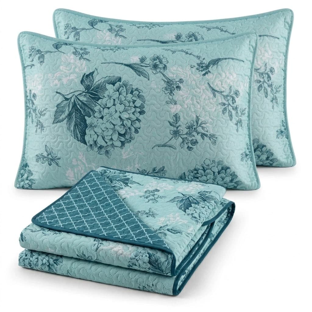Kit Colcha Cobre-Leito Casal ou Queen Dupla Face Estampada Matelassê 3 Peças Premium