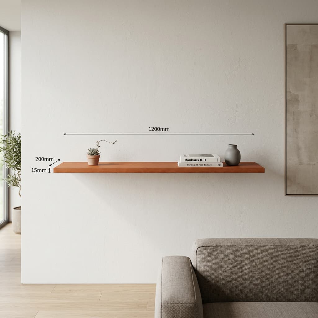 Prateleira MDF Freijó 120x20cm com Suporte Invisível - Design Moderno para Decoração