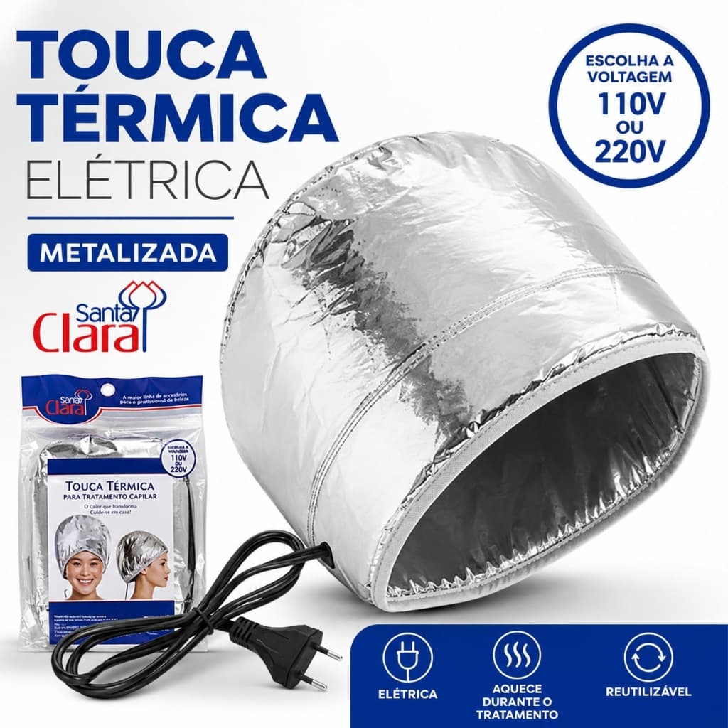 Touca Térmica Metalizada 110v ou 220v para Tratamento Hidratação Capilar