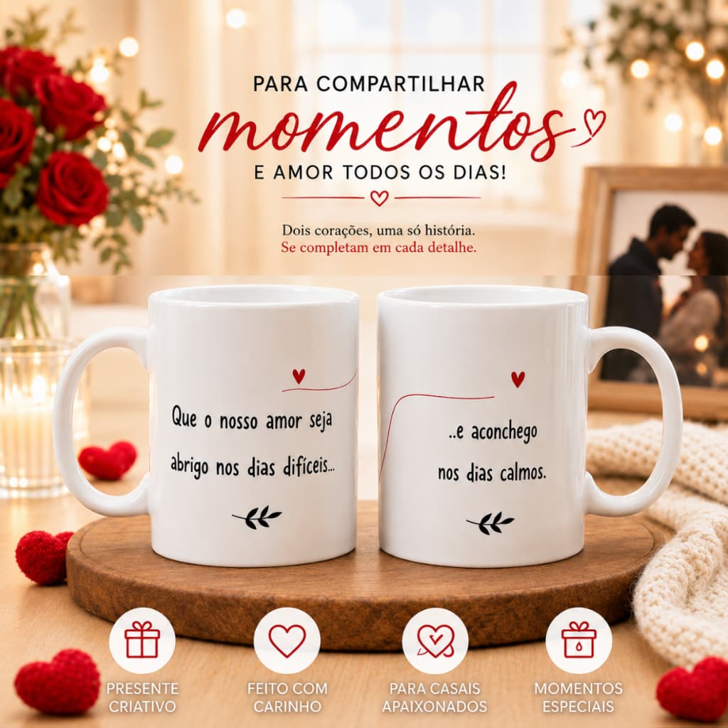 kit Caneca Casal Personalizada com nome | Kit 2 Canecas Romântica Personalizada | Presente Namorados Personalizado