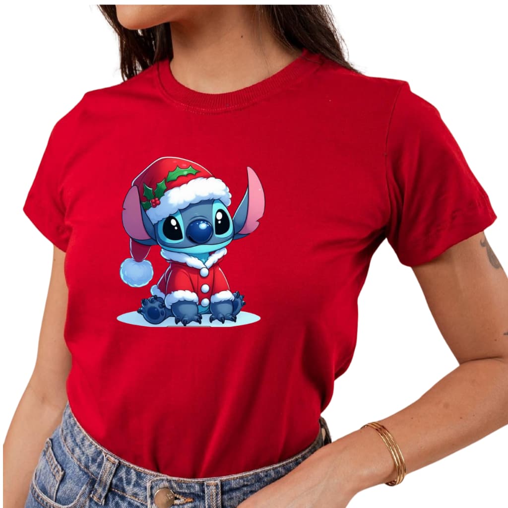 Camiseta Feminina Natal Personalizada Algodão Fio 30.1 Premium