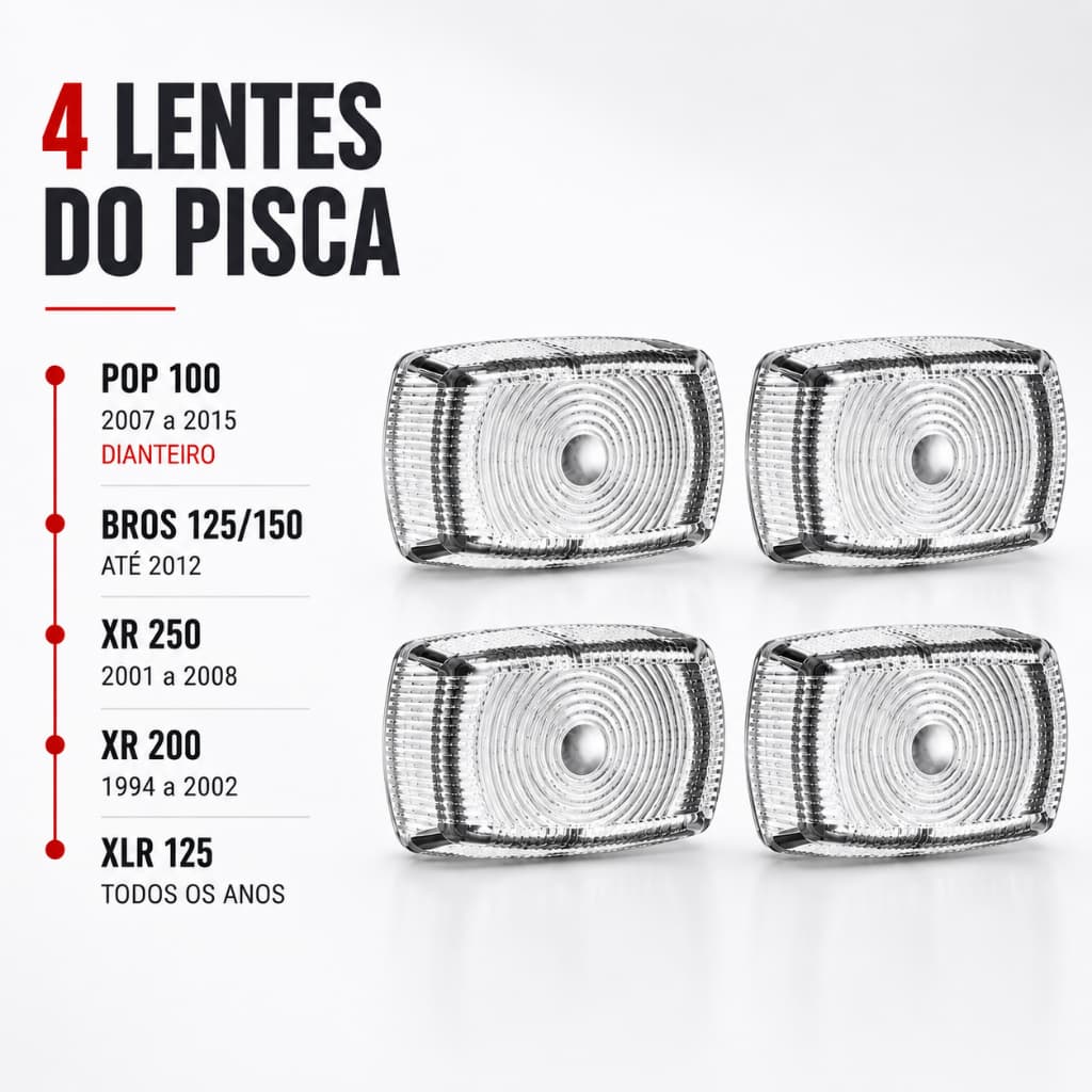 4 Lentes do Pisca XLR 125 / BROS 125 150/ XR 200  250 / POP 100