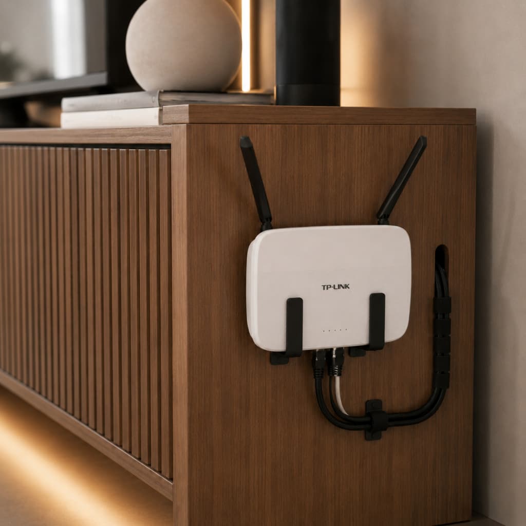Suporte Roteador Modem Parede Sem Furo Fita 3M Adesivo Universal Organizador WiFi Internet