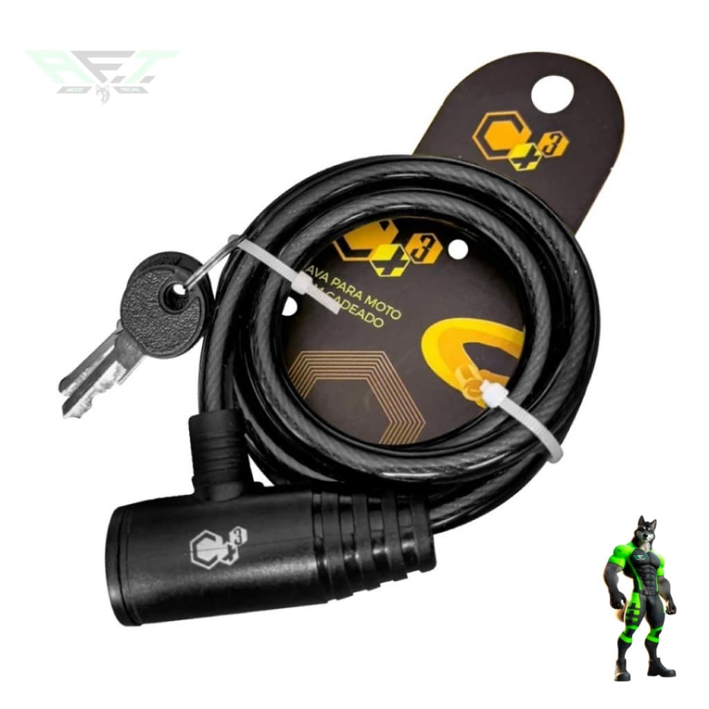 Trava Cabo De Aço Cadeado Segurança Bike Moto Com Chave Espiral Anti-Roubo 24MM X 1500 MM