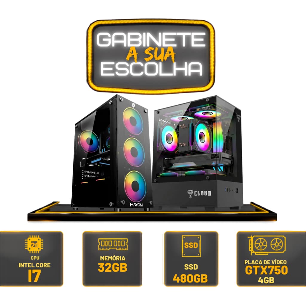 Computador Pc Gamer Cpu Intel Core i7 + 32gb RAM + Ssd 480gb  + Placa de Vídeo Gtx750 4gb