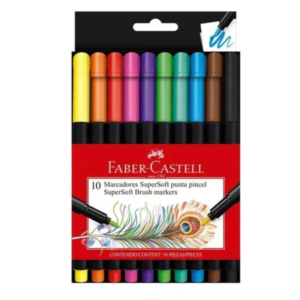 Canetas Hidrográficas Faber-Castell Super Soft Brush - Ponta Pincel Super Macia e Tinta Lavável