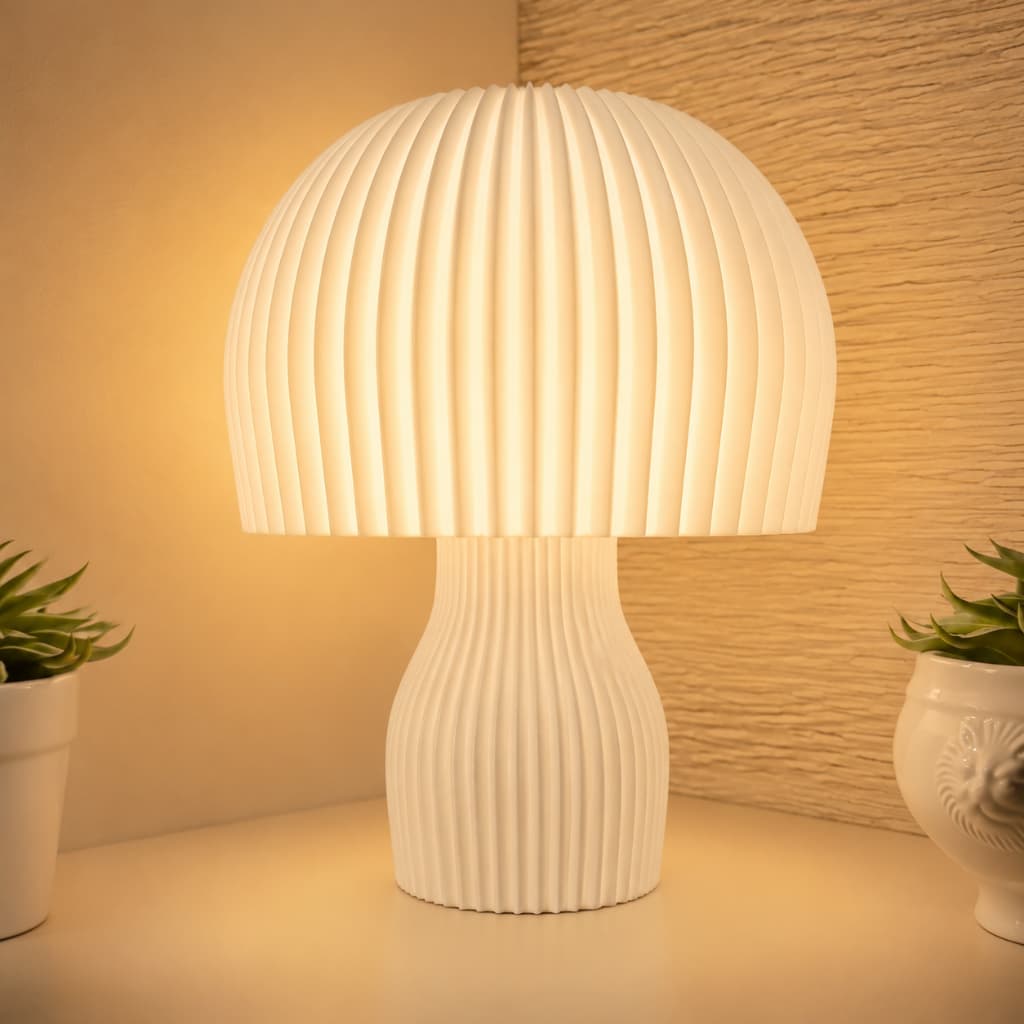 Abajur Cogumelo Branco Luminária De Mesa Led E27 Bivolt