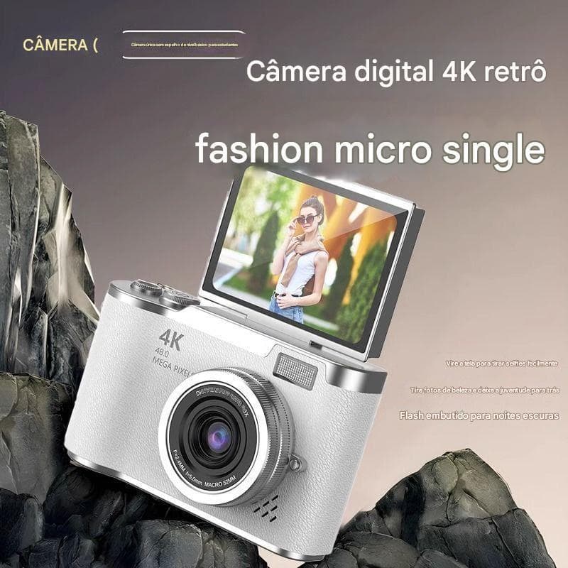 Câmera Digital CCD 2025 NOVA 48MP com Tela Flip 4K 8X Zoom | Presente Estudante Portátil Selfie Vlog2