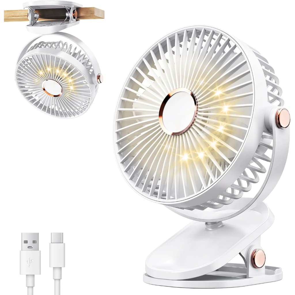 Ventilador de mesa 5 velocidades luminária LED recarregável Mini Fan Portátil Escritório Viagens