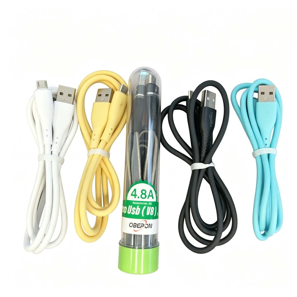 Cabo Carregador Celular Turbo 1-2 Metros Reforçado V8 x USB 3,6A-5.2A Tubo com Adaptador V8-TPE