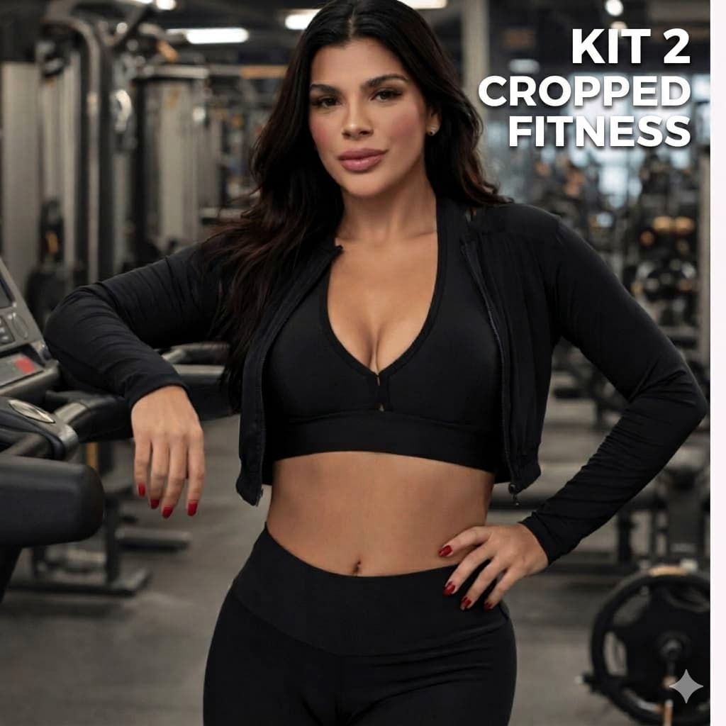 Kit 2 Casaco Fitness Estilo Cropped Femininos Garotta Marotta Fitness
