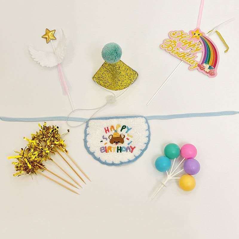 Kit Aniversário para Pets Cachorro Gato Chapéu Babador Decoração Festa Happy Birthday Completo