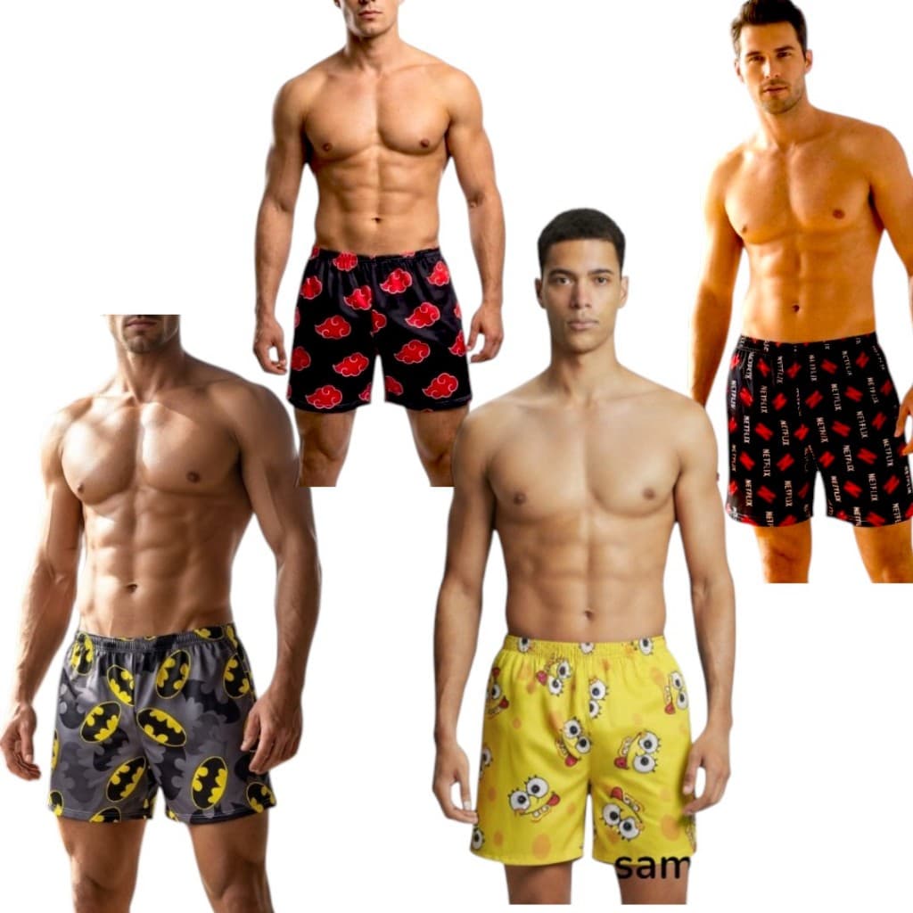 Kit 2 shorts samba canção masculino pijamas personagens shorts dormir
