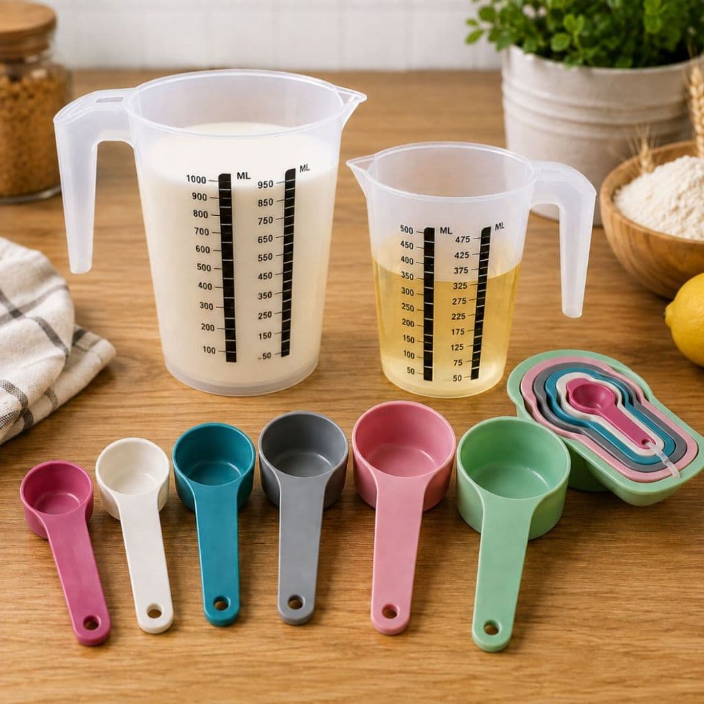 Kit 2 Jarras Medidoras Graduadas 1L 500ml + 6 Dosadores Medidores Cozinha Confeitaria