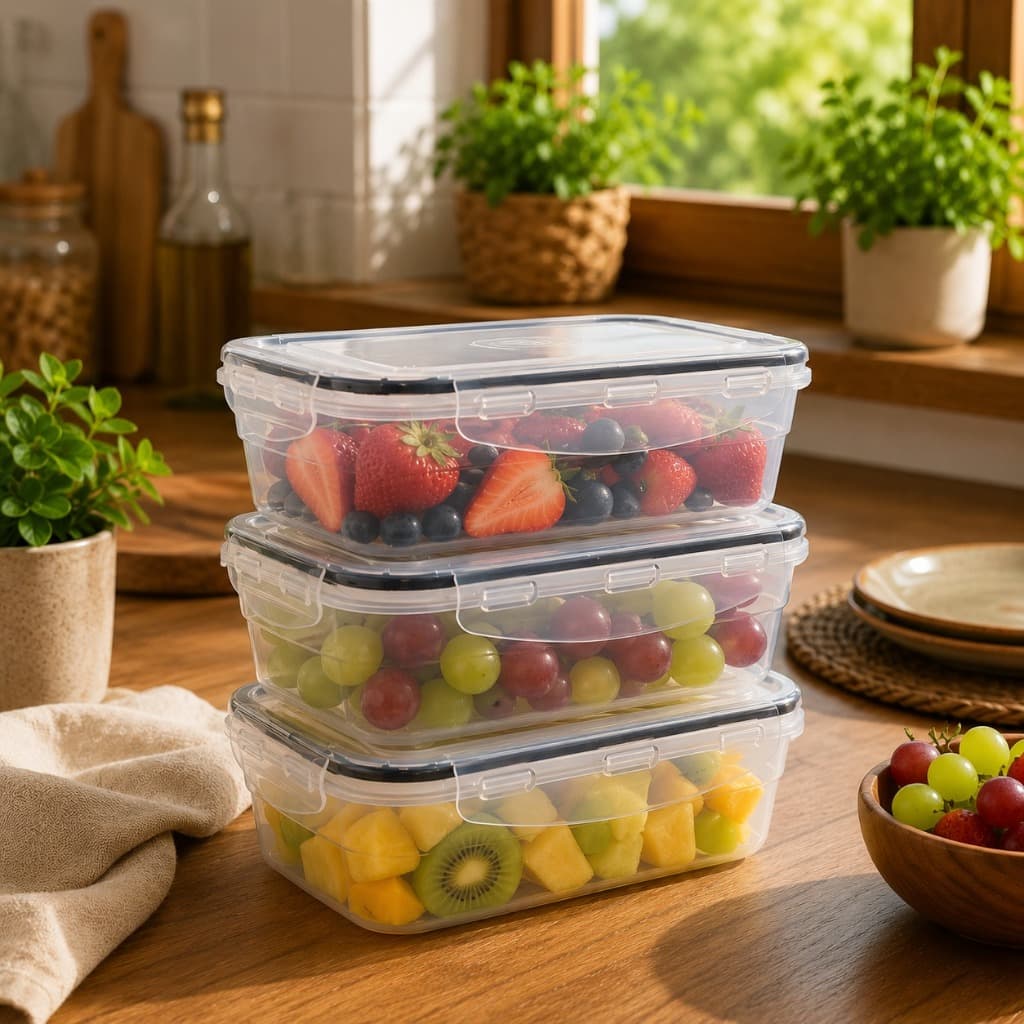 Kit Potes Herméticos 500ml com Tampa e Vedação Preta – Organização Cozinha e Alimentos