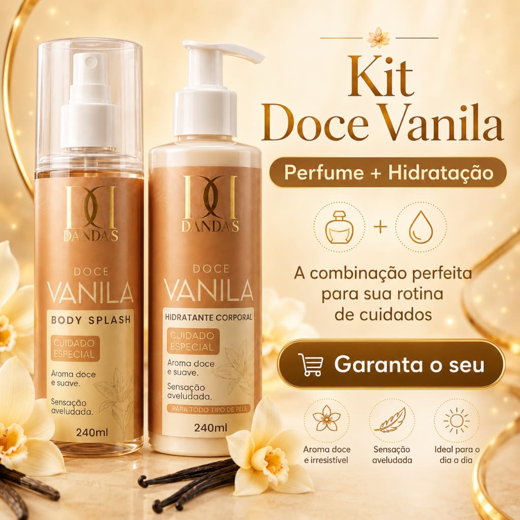 Kit Doce Vanila Dandas Body Splash + Hidratante Corporal 240ml Cada