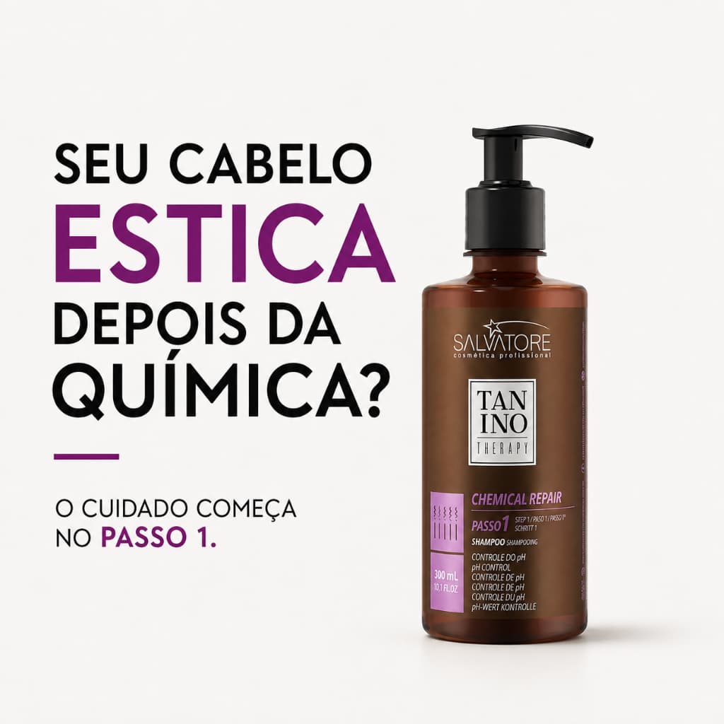 Shampoo Salvatore Chemical Repair Cabelos Elásticos Emborrachados Fragilizados Pós Química Passo 1 300ml
