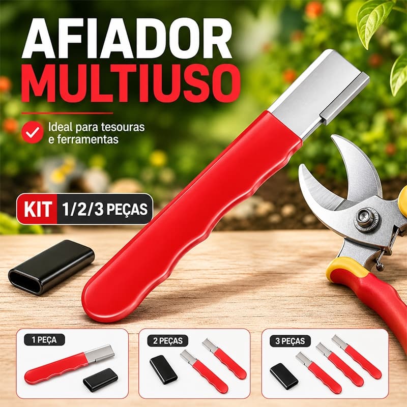 Afiador Profissional de Facas e Tesouras Aço Tungstênio Pedra Diamantada Lâminas Jardinagem Cabo Antiderrapante