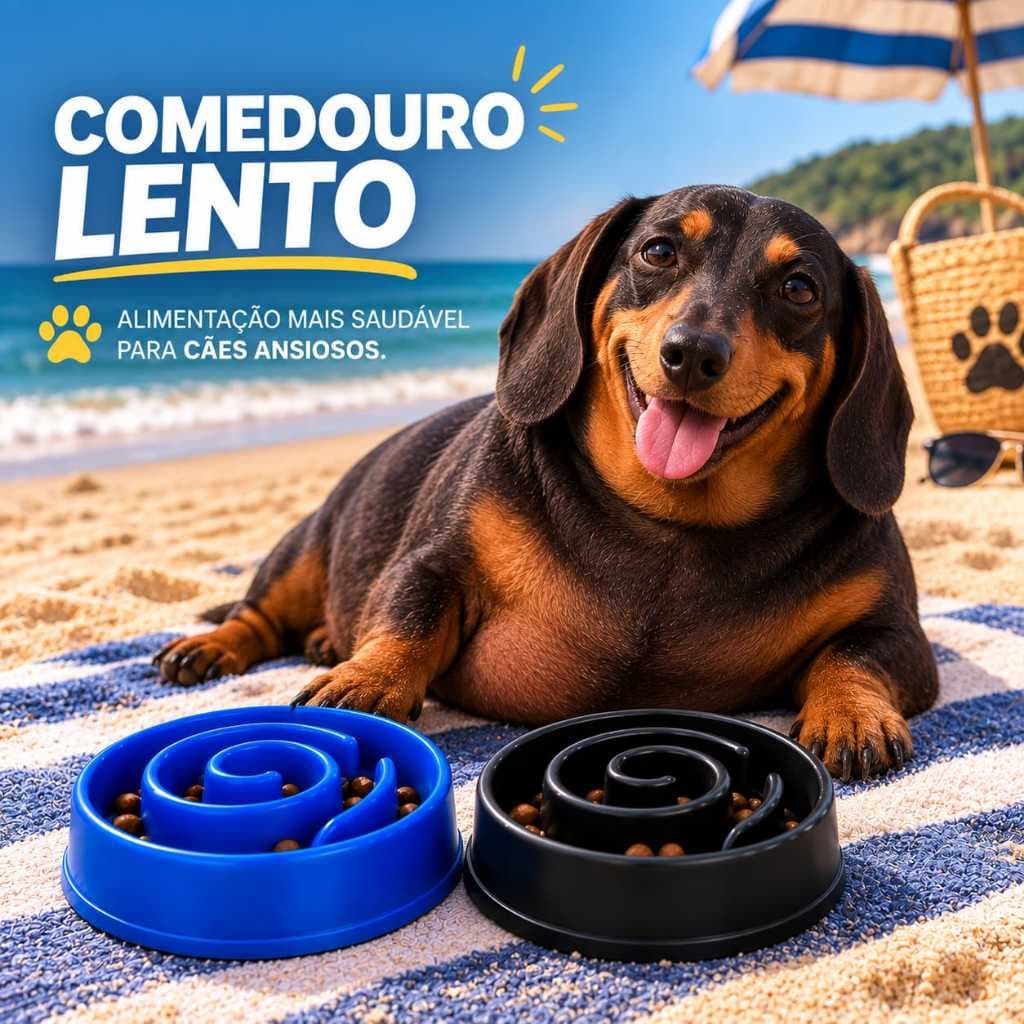 Comedouro Educativo Lento Para Cachorro Gato Pequeno e Grande