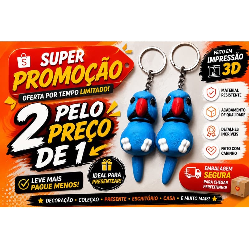 2 UNIDADES DE CHAVEIRO PÁSSARO RING NECK
