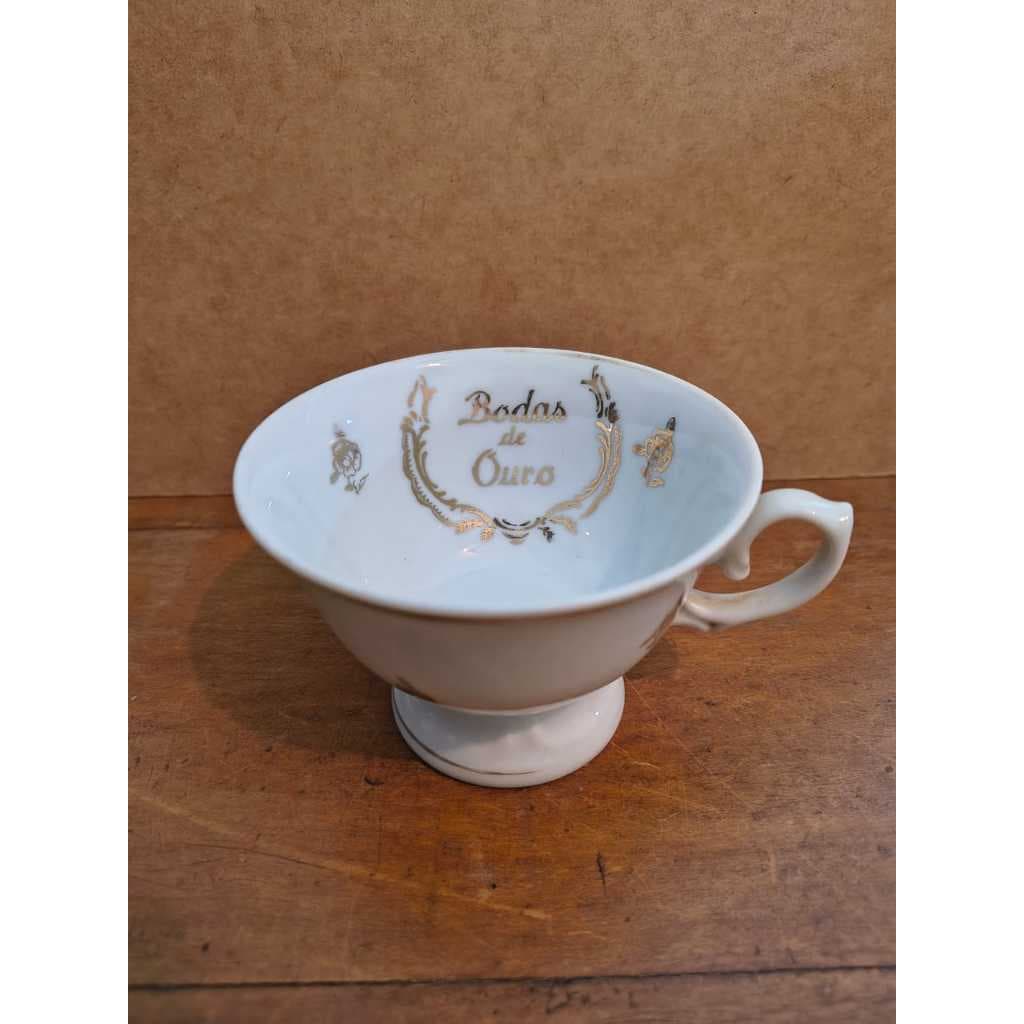 PORCELANA SCHIMIDT, Xícara Bodas de Ouro, Vintage, Déc.90, USADA, LER ANUNCIO ABAIXO, Ótimo estado, Acervo