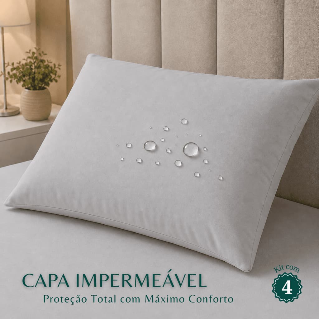 Kit 4 Capa de Travesseiro Impermeável Com Zíper 70x50 Fronha Impermeável Para Travesseiro Antiacaro