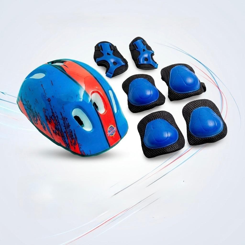 Kit Protecao Infantil Capacete 7 Pecas Joelheira Cotoveleira Luva Skate Patins Bike Menino Menina
