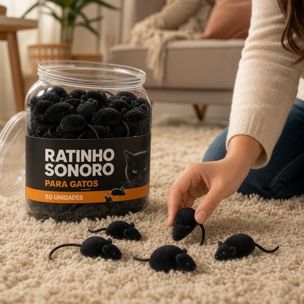 Brinquedo Gato Ratinho Sonoro Kit 50 Unidades Atacado Diversão Shop Anti-estresse Treino Interativo