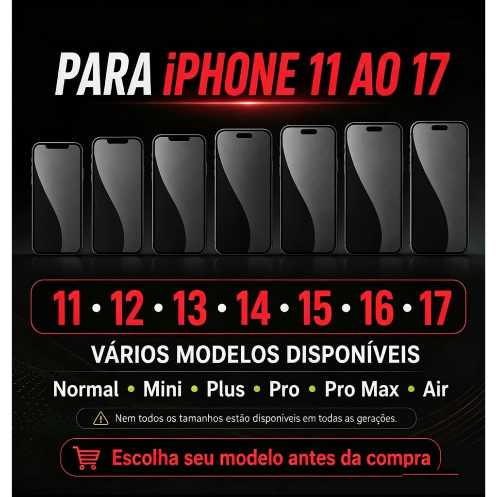Película 9D Ceramica Privacidade Fosca Anti Spy para IPhone 17 16 15 14 13 Pro Max/ 12/ 11/ XR