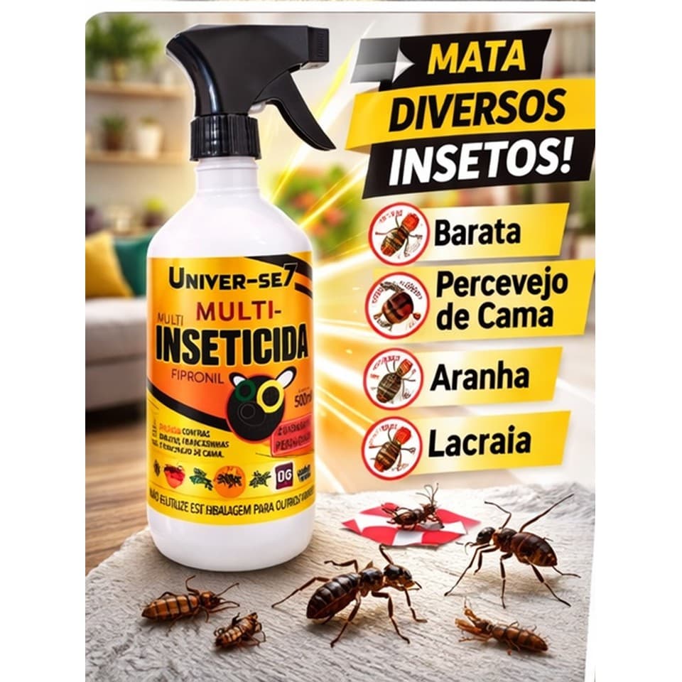 Inseticida Univer-se7 500ml Mata Cupim, Mosca, Mosquito e Pernilongos c/ borrifador