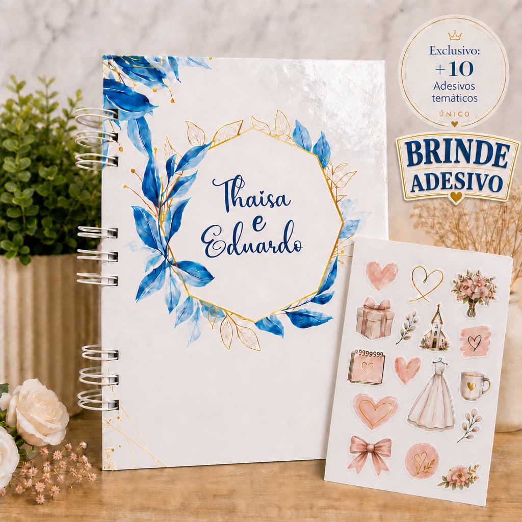 Planner de Casamento da Noiva Agenda Organizador 298 Páginas Azul serenity Planejamento A5 com 10 adesivo no tema