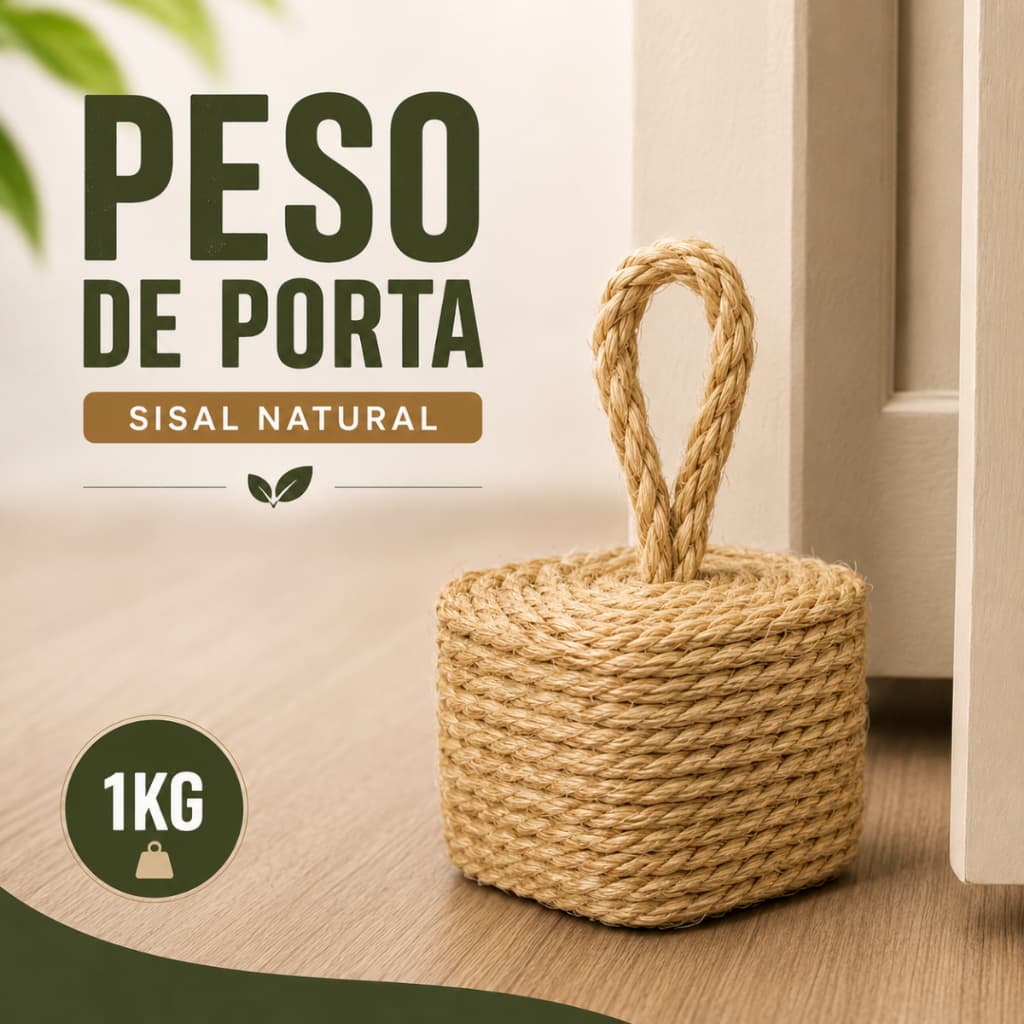 Batente de Porta Decorativo de Concreto e Sisal 1,2kg