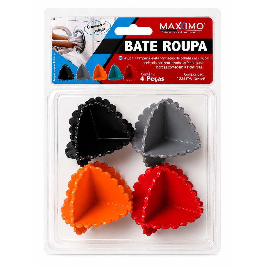 Bate Roupa Maxximo 4 Peças PVC Flexível – Auxilia na Limpeza e Evita Bolinhas