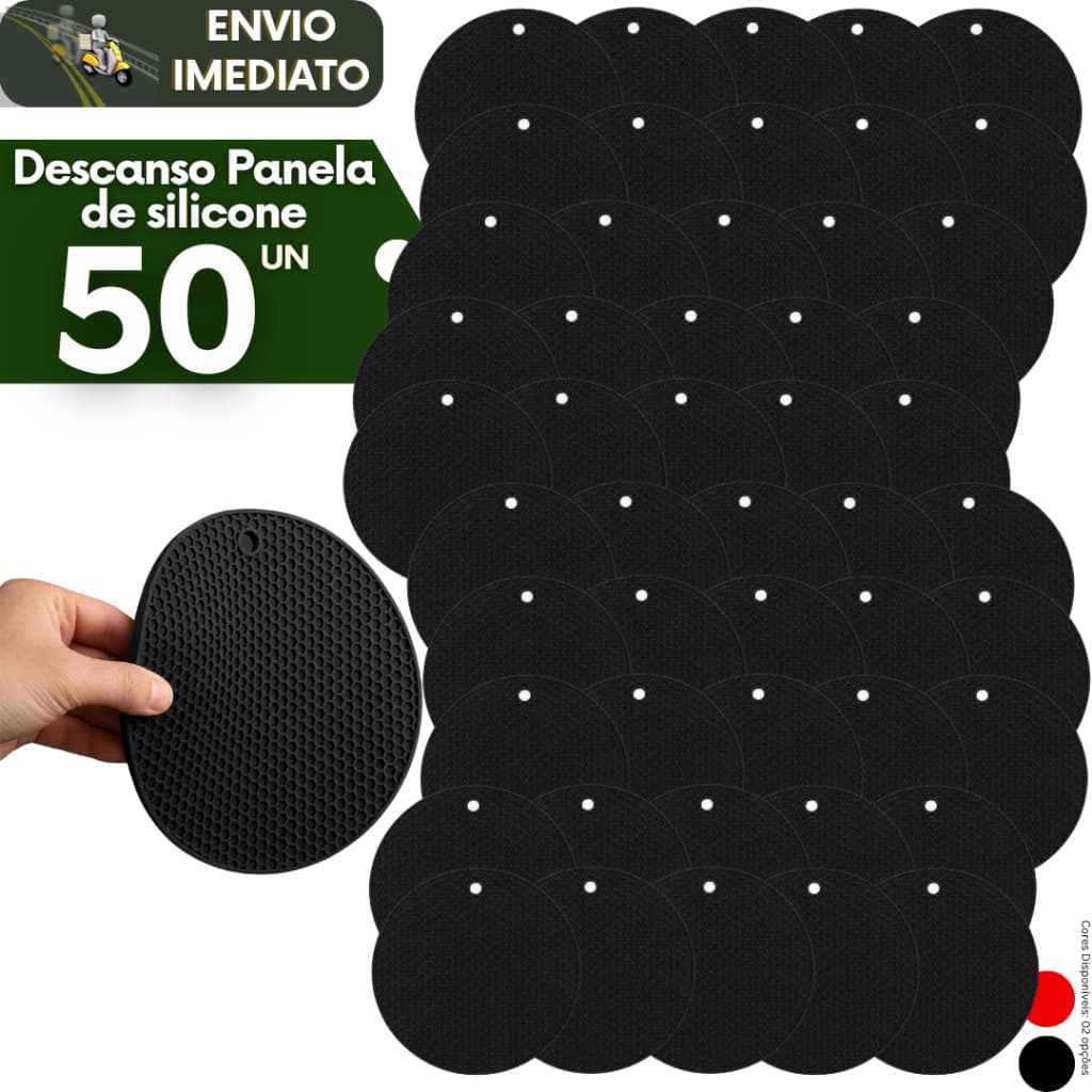 Kit 50 Descanso de Panela Silicone Suporte Protetor Mesa Resistente ao Calor Antiderrapante Cozinha