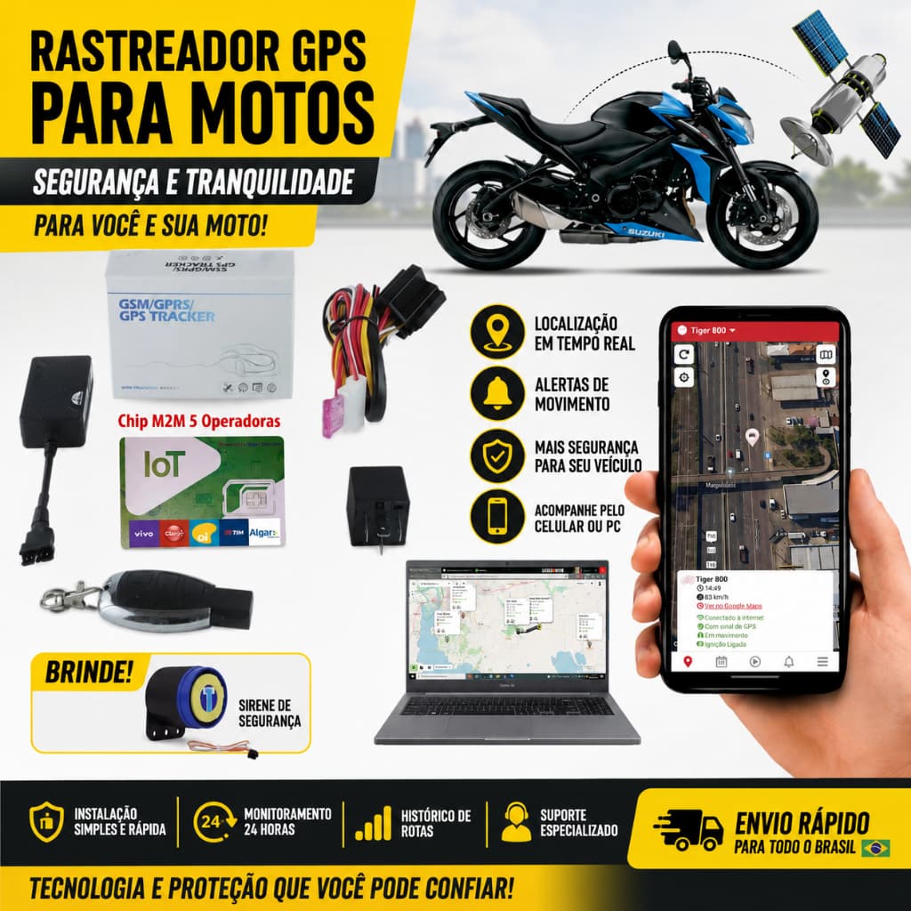 rastreador para moto com alarme kit completo com bloqueio