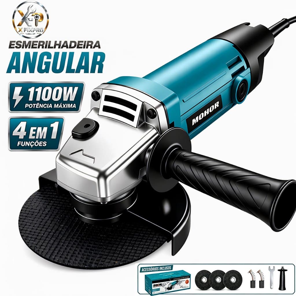 Esmerilhadeira Angular 1100W Elétrica Lixadeira Sem Fio Bivolt 110v/220v Profissional Máquina De Corte Lixamento