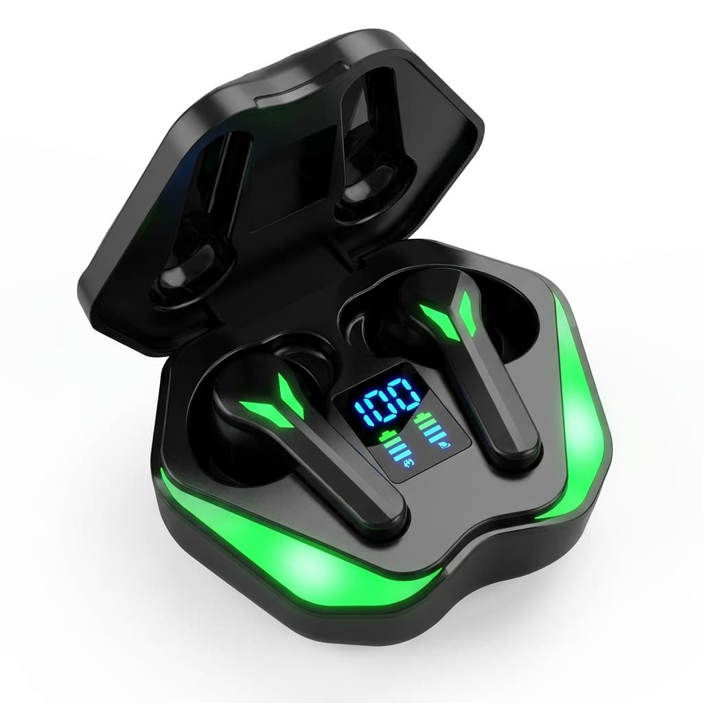 Fone De Ouvido Sem Fio Gamer Bluetooth 5.3 RGB Display Digital IPX5 Microfone Baixa Latencia Para Jogos Celular TWS