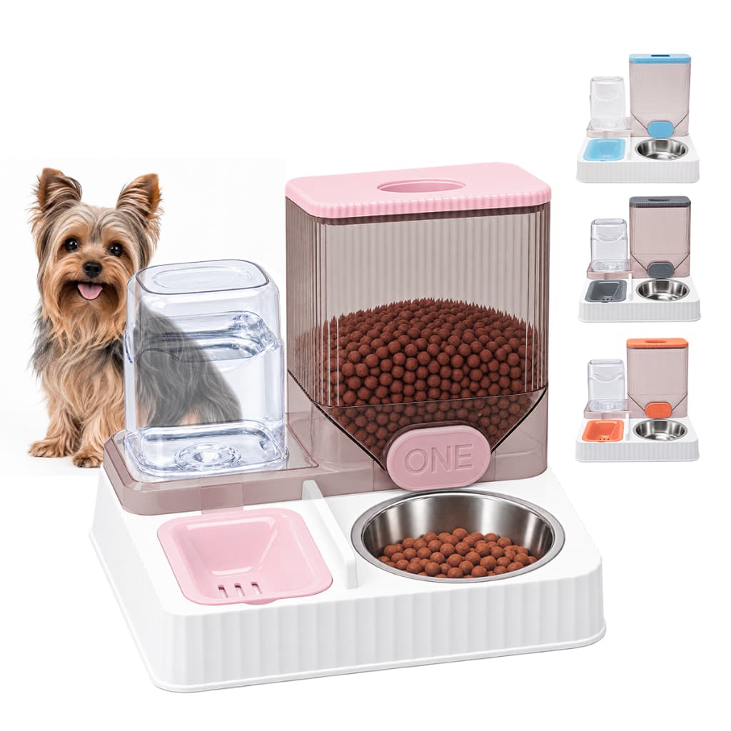 Bebedouro E Comedouro Tigela Inox Alimentador Automático Gravidade Pet Cachorros Gatos