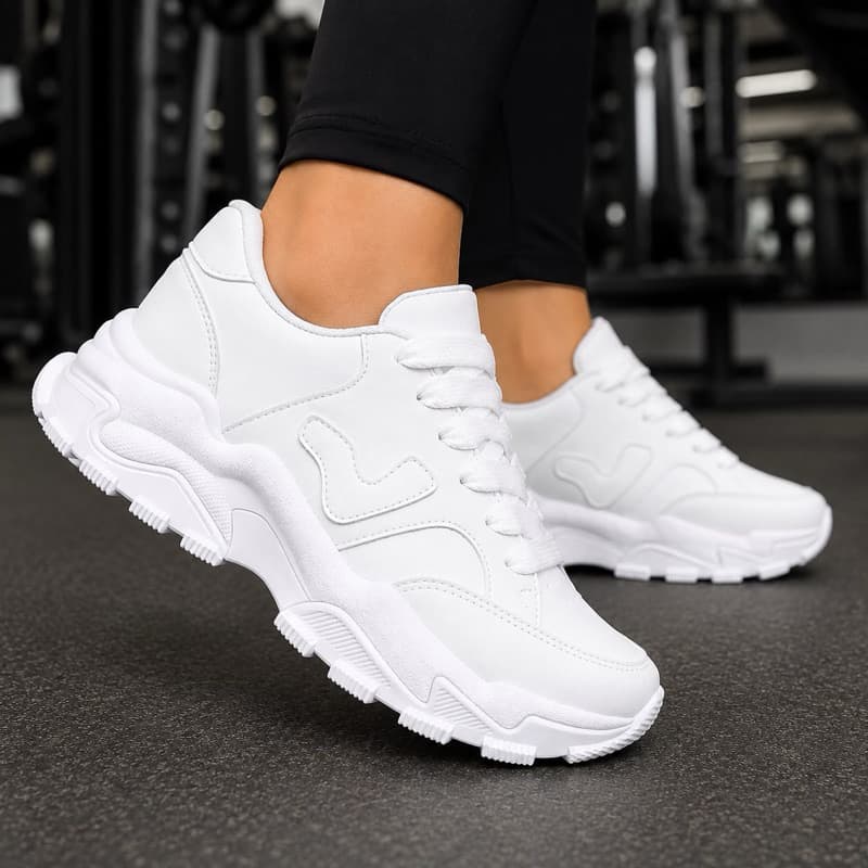 Tênis Branco Feminino Esportivo Dia a Dia para Trabalho Escola e Academia Na Moda Forma Normal