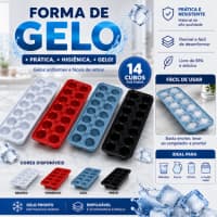 Forma de Gelo 14 Cubos Plástica Resistente Fácil de Desenformar para Freezer