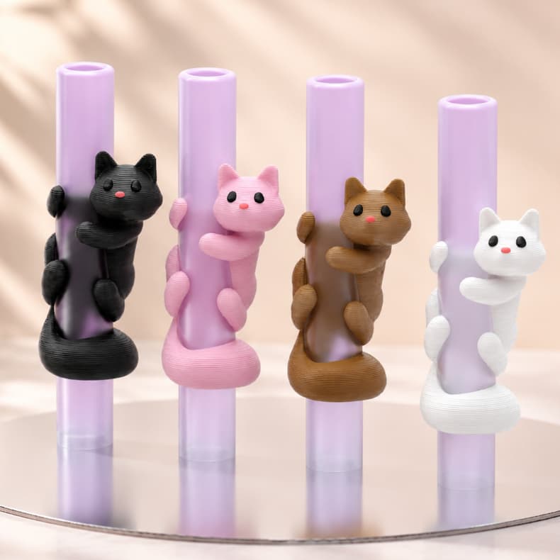 Gato Fofo Enfeite Canudo Copo Térmico Stan Copo Infantil Cores