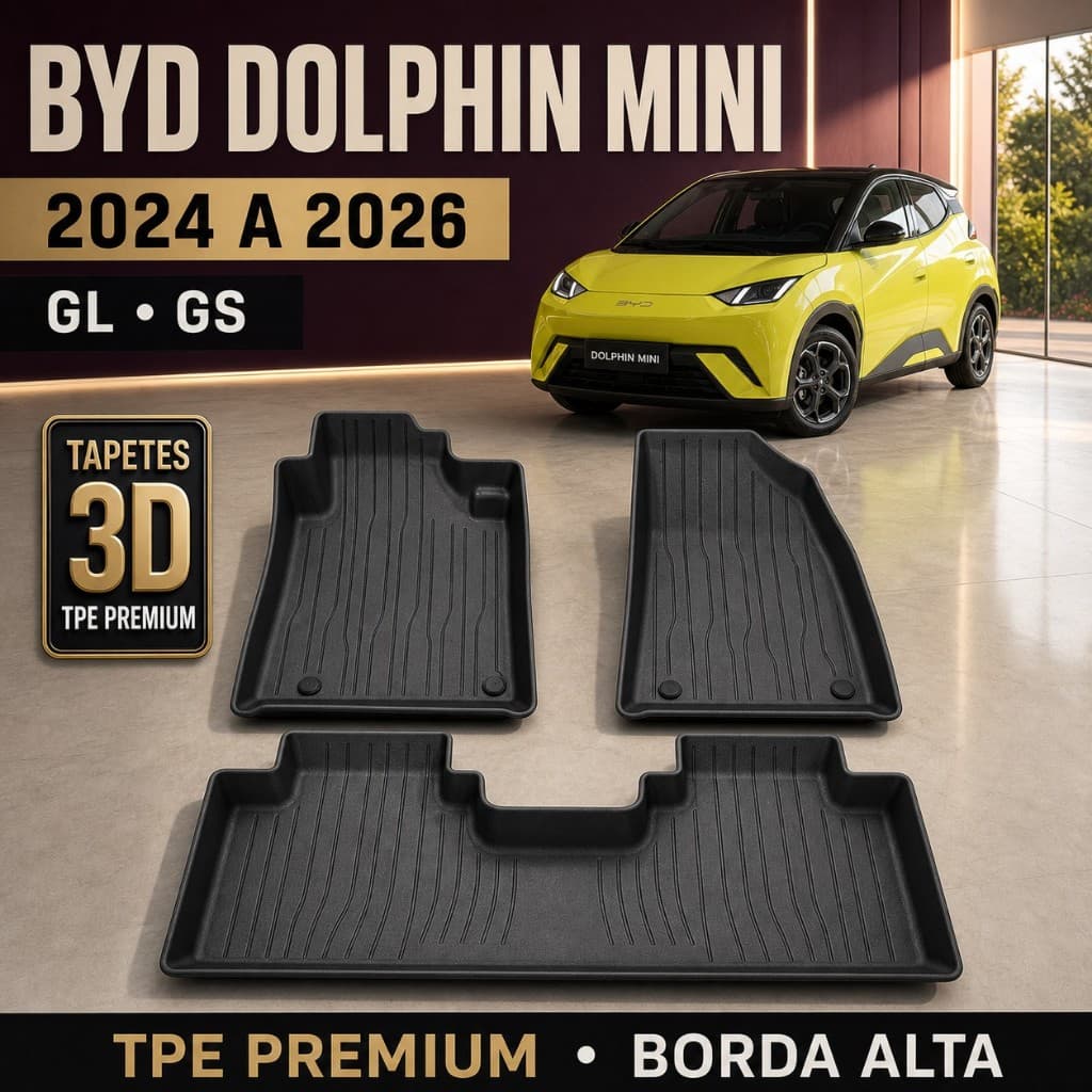 Jogo de Tapetes Com 3 Peças Premium Bandeja De Borracha Tpe 3D Para Byd Mini Dolphin 2024 - 2026