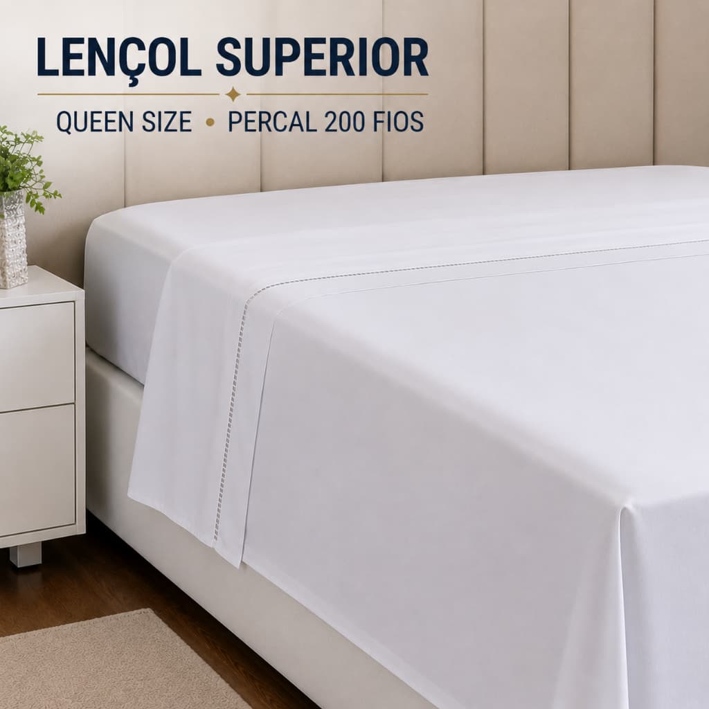 Lençol Superior Queen Size Avulso - Percal 200 Fios