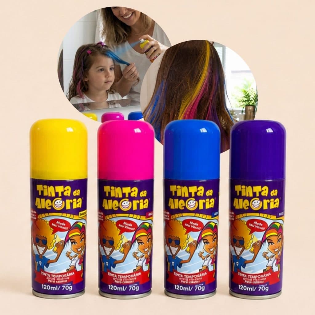 Spray de Cabelo Colorido Kit c/ 4 Lavável Festa 120ml