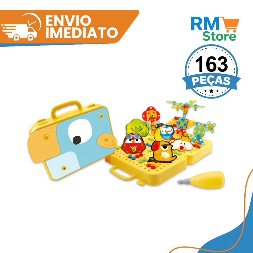 Maleta de Ferramentas Infantil 163 Peças Kit Ferramentas Infantil Menino Brinquedo de Montar