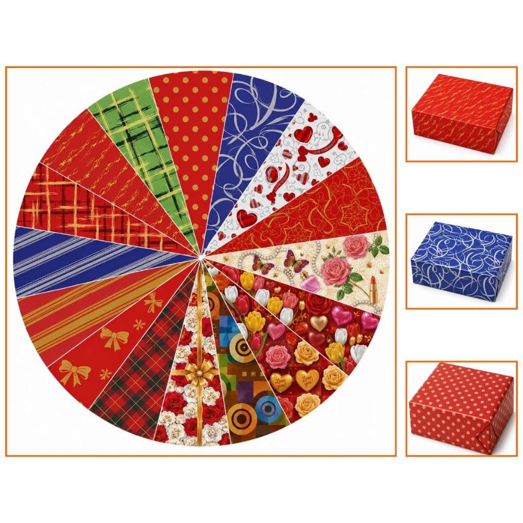 Papel de presente kit de 5 a 40 folhas 50x60 cm estampas diversas, papel couchê.