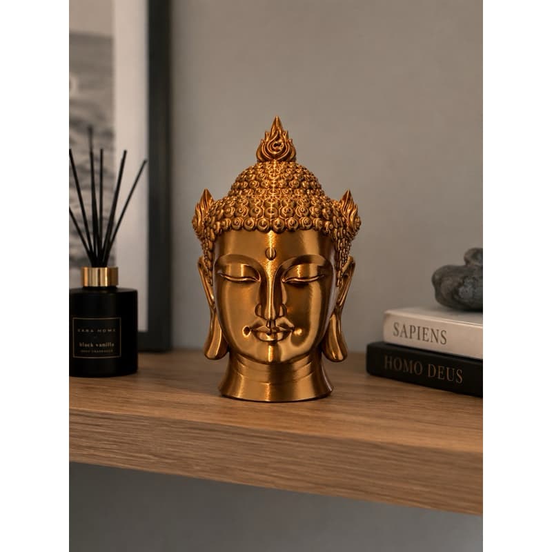 Busto de Buda Decorativo 3D | Estátua Cabeça de Buda Decoração Zen Premium