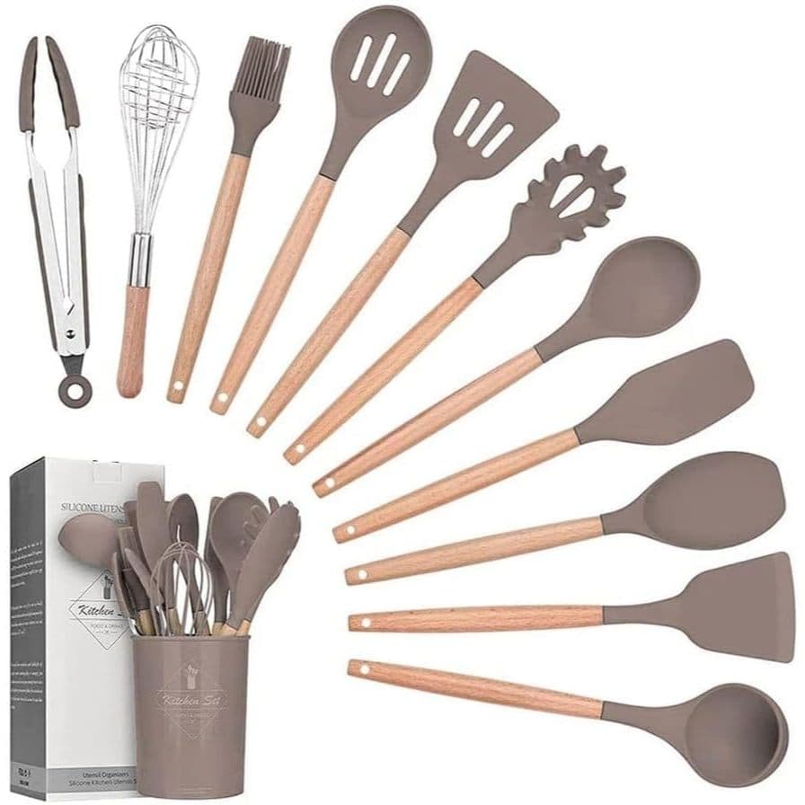 Conjunto Utensílios de Cozinha Silicone 12 Peças Kit Completo para Cozinha