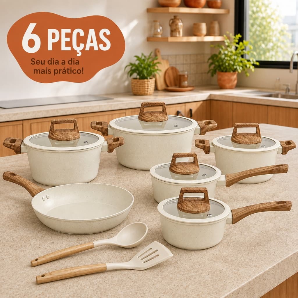 kit Panela Antiaderente 6 peças Conjunto de Panelas Jogo de panela