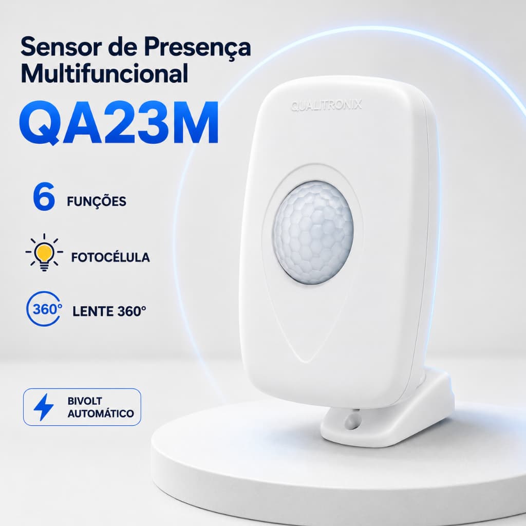 Sensor de Presença Teto Articulado 360 gr 6 Funções QA23M